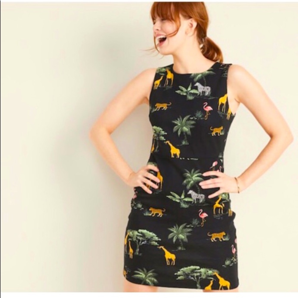 NWT Old Navy Safari Print Fitted Dress XSmall